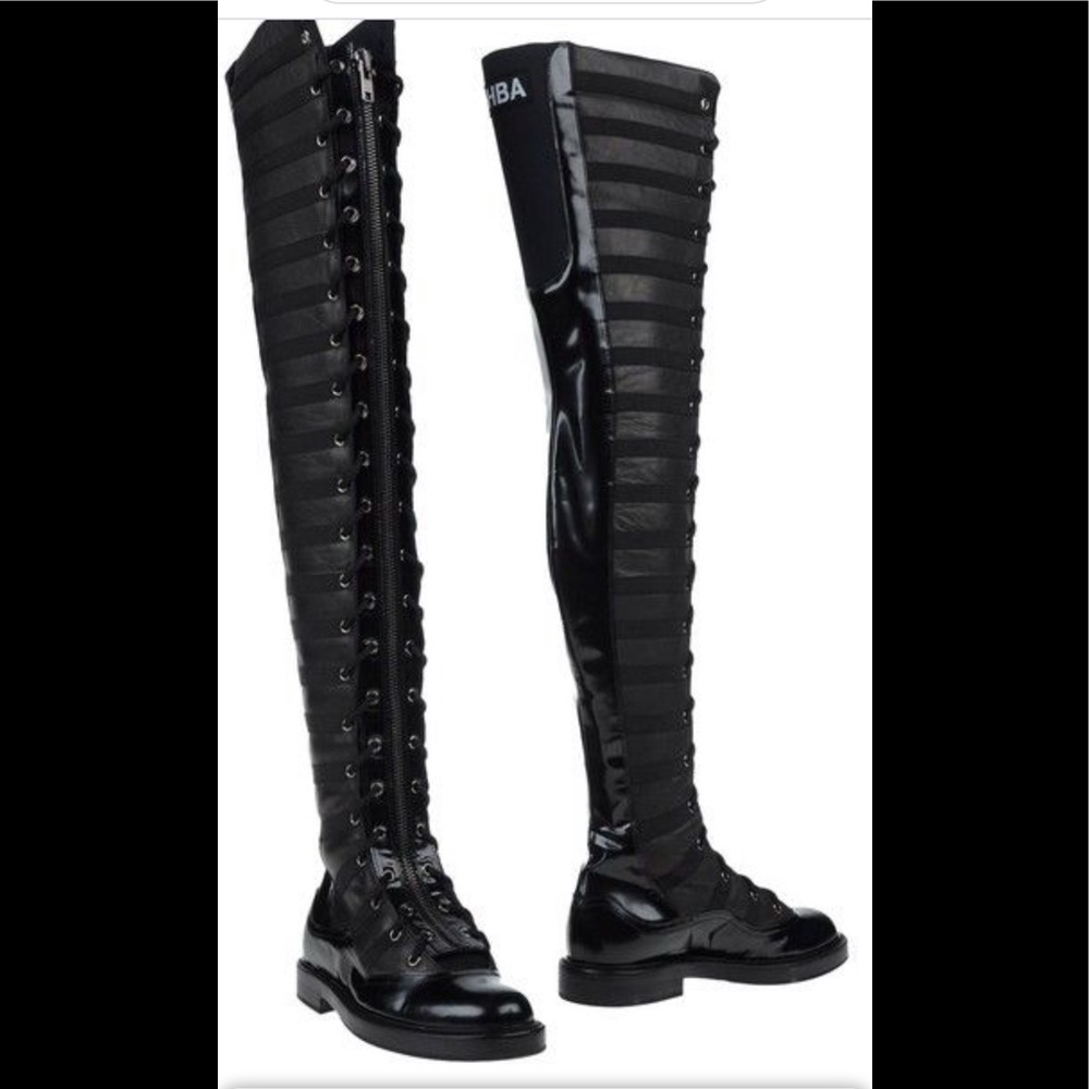 Over-the-Knee Lace-Up Women's Boots in Black